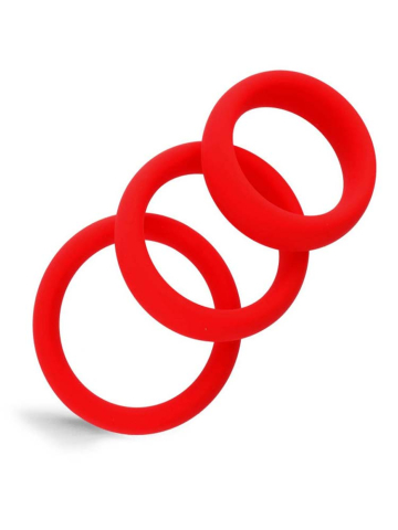 RUDE RIDER 3er-Set Silikon-Cockringe rot 
