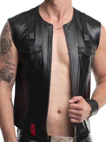 Weste mit Taschen CAMILLO Wetlook schwarz 