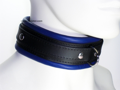 Leder-Halsband, gepolstert blau 
