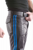 Leder-Stiefelhose mit Doppelstreifen in BLAU 