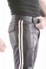 Leder-Stiefelhose mit Doppelstreifen in WEISS 