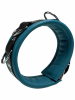 Leder-Halsband gepolstert Enzianblau - 3 D-Ringe - 6,5cm 