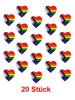 Regenbogen Progress 20 Aufkleber Herzform 