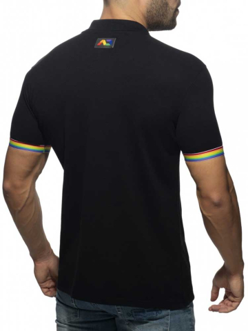 ADDICTED Rainbow Polo Shirt schwarz  2