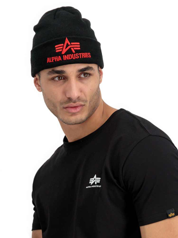 Alpha Industries 3D Beanie schwarz-rot  2