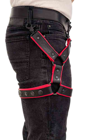 BRUTUS Leg Harness schwarz-rot  2