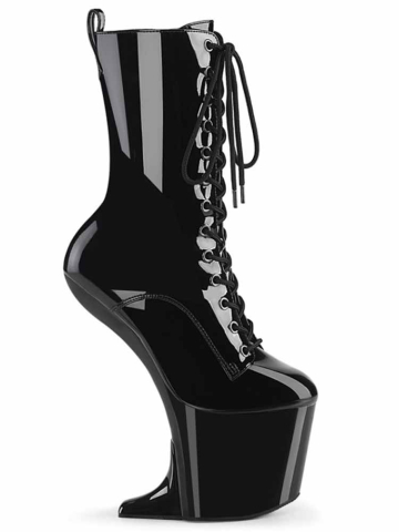 CRAZE Front Heel Lack-Stiefeletten schwarz  2
