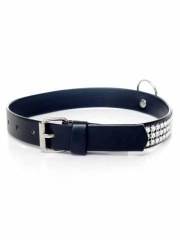 Fetisch Halsband Kristall schmal silber  2