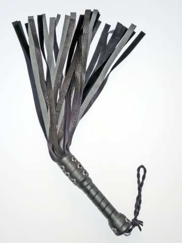 Flogger 24 Riemen 55cm Rind SCHWARZ-GRAU  2