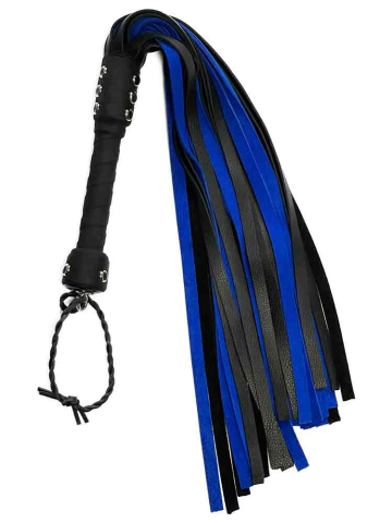 Flogger 30 Riemen 76cm Rind SCHWARZ-BLAU  2