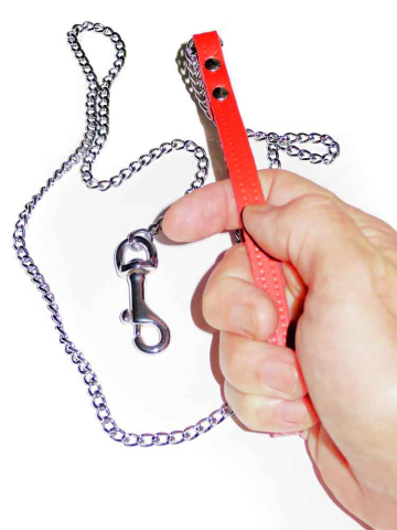 Führungskette schmal mit roter Handschlaufe  2