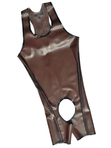 Gummi Trägeranzug offen braun - schwarz  2