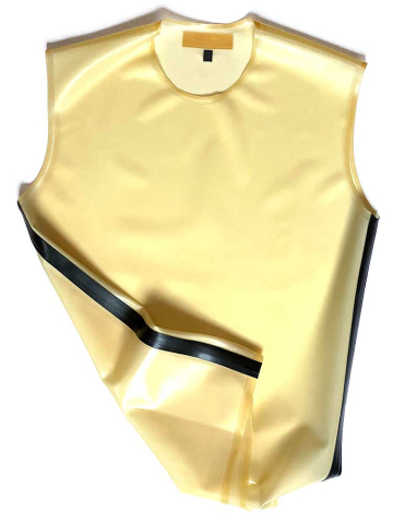 Gummi T-Shirt ohne Arm transparent - schwarze Streifen  2