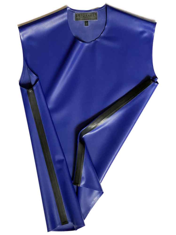 Gummi T-Shirt ohne Arm blau - schwarze Streifen  2