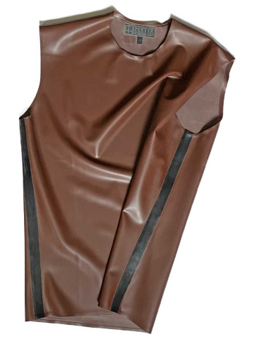 Gummi T-Shirt ohne Arm braun - schwarze Streifen  2
