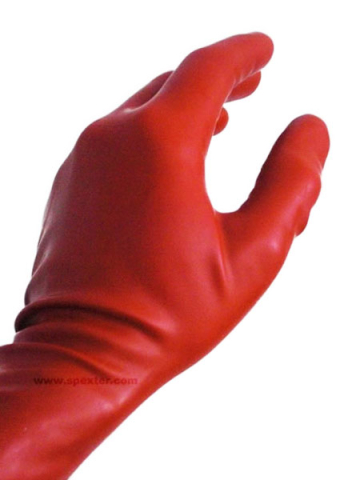 Gummi-Handschuhe - kurz - rot  2