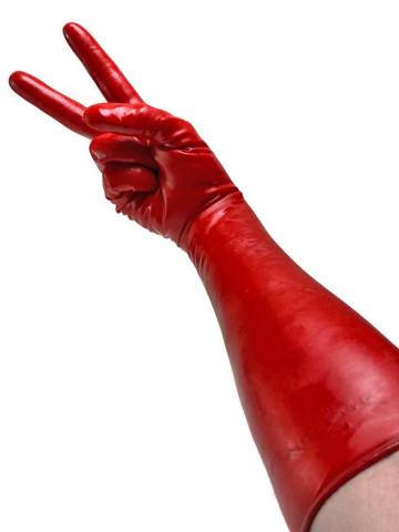Gummi-Handschuhe Ellbogenlang 0.4mm ROT  2