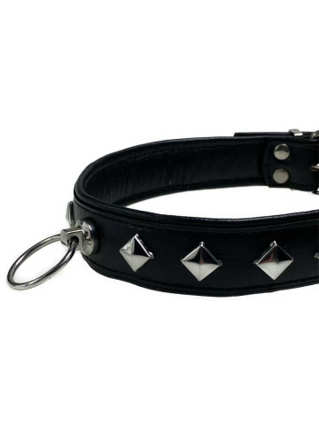 Halsband mit Nieten und Ring  2