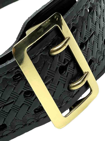 JAY PEE Jackengürtel geprägt/basketweave - goldfarbene Schließe  2