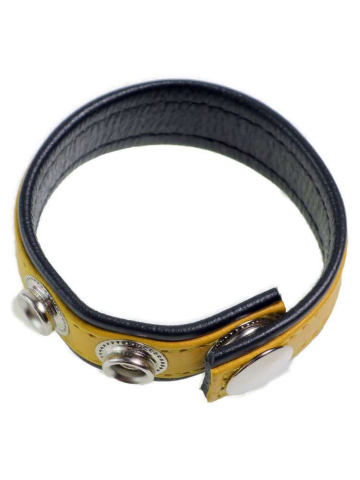 Leder-Cockring breiter gelber Streifen  2