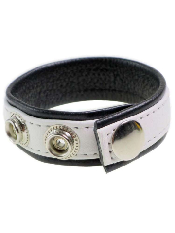 Leder-Cockring breiter weisser Streifen  2