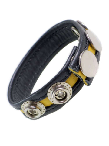 Leder-Cockring gelber Streifen  2