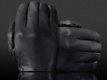 Leder-Handschuhe DELUXE POLICE GLATT SCHWARZ  2