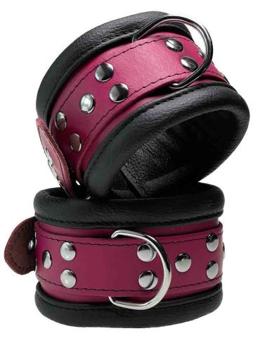 Leder-Fussfessel, Fuchsia-Pink - 6,5cm  2