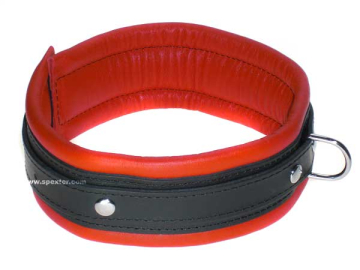 Leder-Halsband, gepolstert rot 5cm  2