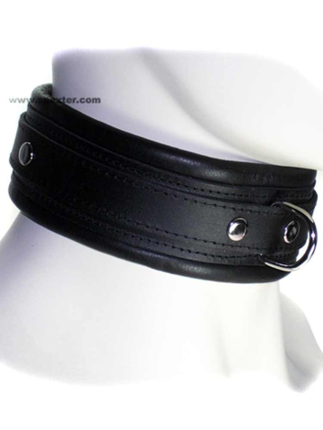 Leder-Halsband, gepolstert schwarz 5cm  2