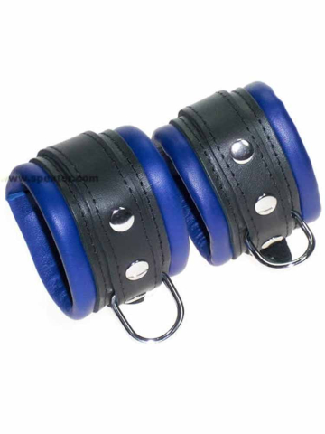 Leder-Handfesseln, blau - 5cm  2