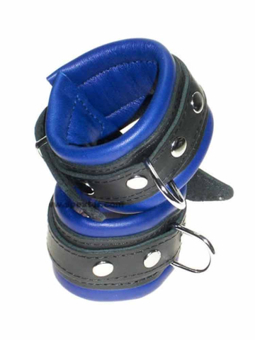 Leder-Handfesseln, Blau - 6,5cm  2