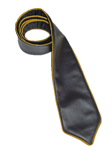 Lederkrawatte breit mit GELBER Paspel  2