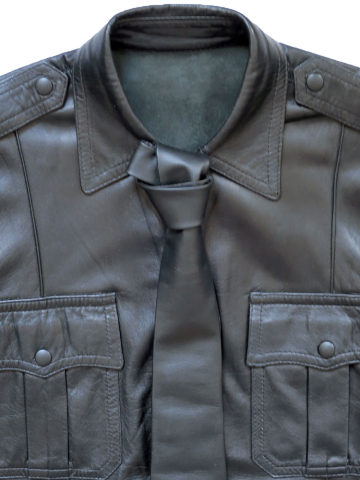 Lederkrawatte breit SCHWARZ  2