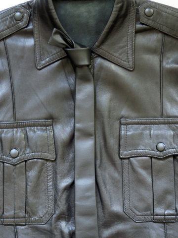 Lederkrawatte schmal SCHWARZ  2