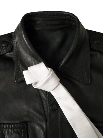 Lederkrawatte schmal WEISS  2