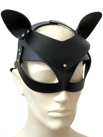 Ledermaske Katze schwarz  2