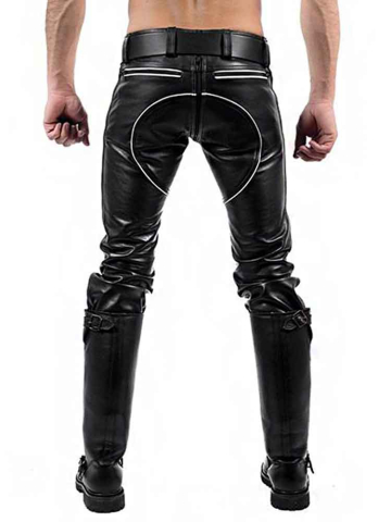 Mister B Leather FXXXer Jeans schwarz - weiße Paspel  2