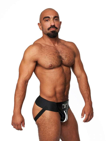 Mister B Leder Premium Jock - schwarz-weiss  2