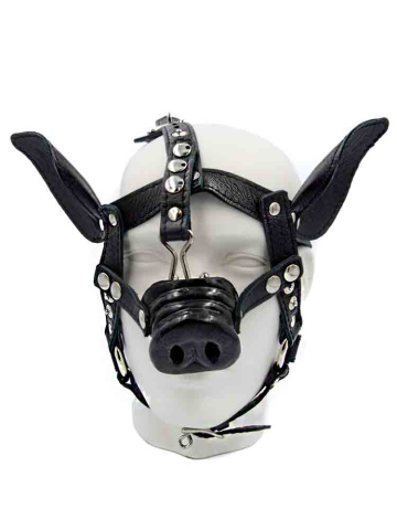 Mister B Leder Pig Kopfharness schwarz  2