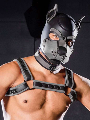Mister S Neopren K9 Puppy-Maske - schwarz/grau  2