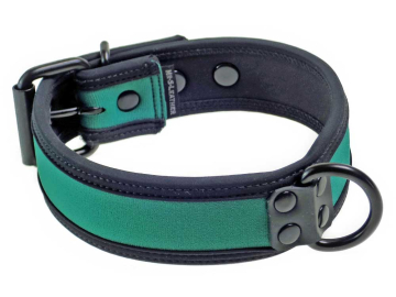 Mister S Neopren Puppy Halsband - huntergreen/schwarz  2