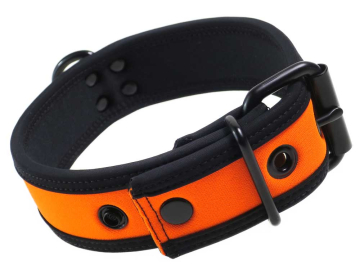 Mister S Neopren Puppy Halsband - orange/schwarz  2