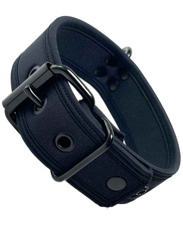 Mister S Neopren Puppy Halsband - schwarz/schwarz  2