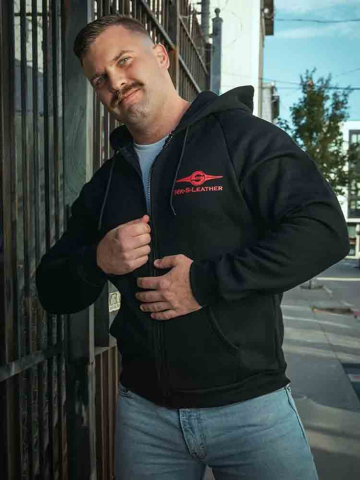 Mister S Logo Zip Front Hoodie schwarz-rot  2
