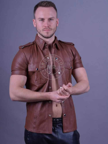 Riegillio Lederhemd Kurzarm braun  2