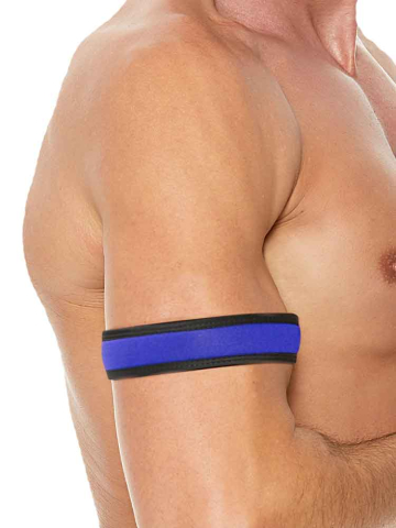 Neopren Bizepsband Oberarmband Klettverschluss blau  2