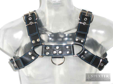 Oberkörper-Harness - BULLDOG - blau genäht - 4cm  2