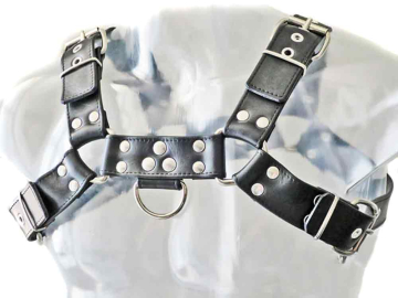 Oberkörper-Harness BULLDOG - schwarz genäht - 4cm  2