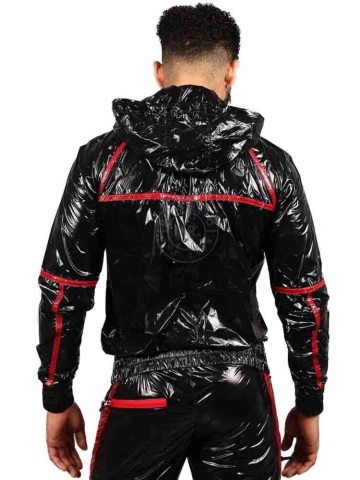 Riegillio Shiny Nylon Tracksuit Jacket - schwarz-rot  2